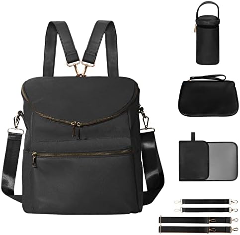 Hafmall Diaper Backpack Diaper Bag with Stroller Hooks